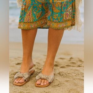 Kensie Tan Sandals with Bow Detail